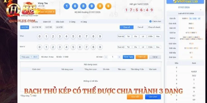 Bạch thủ kép có thể được chia thành 3 dạng