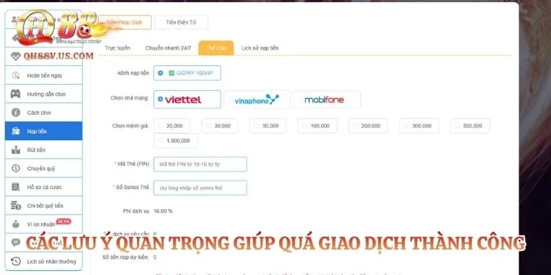 Nạp Tiền QH88 - Hướng Dẫn Cách Giao Dịch Siêu Tốc Cho Mọi Cược Thủ 5 Các lưu ý quan trọng giúp quá giao dịch thành công