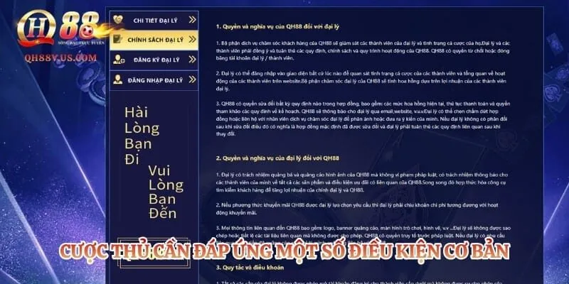 Đại Lý QH88 - Kiếm Tiền Tỷ Dễ Dàng Mỗi Tháng Từ Nhà Cái 4 Cược thủ cần đáp ứng một số điều kiện cơ bản