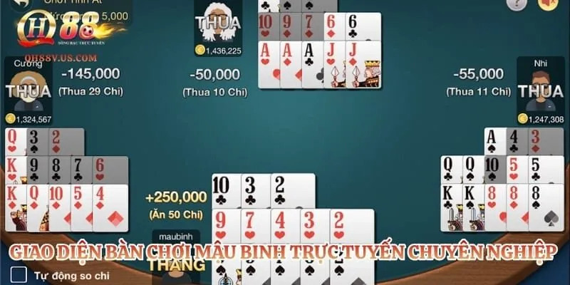Mậu Binh – Trò Chơi Đấu Trí Sắp Xếp Bài Tây Đỉnh Cao 5 Giao diện bàn chơi mậu binh trực tuyến chuyên nghiệp và hiện đại