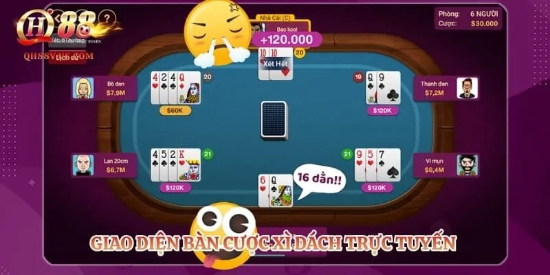 Xì Dách – Hành Trình Chinh Phục Những Ván Bài Kịch Tính 3 Giao diện bàn cược xì dách trực tuyến với thiết kế đồ họa sang trọng