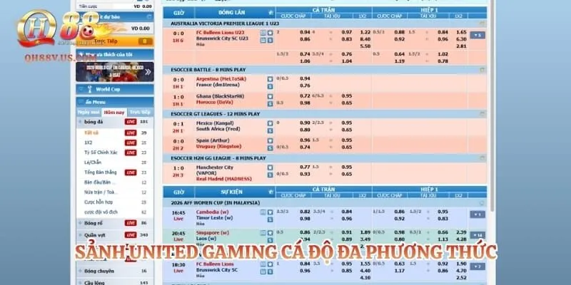 Thể Thao QH88 - Nơi Biến Ước Mơ Làm Giàu Thành Hiện Thực 4 Sảnh United Gaming cá độ đa phương thức