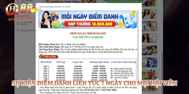 Sự kiện điểm danh liên tục 7 ngày cho mọi hội viên
