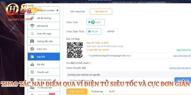 Nạp Tiền QH88 - Hướng Dẫn Cách Giao Dịch Siêu Tốc Cho Mọi Cược Thủ 4 Thao tác nạp điểm qua ví điện tử siêu tốc và cực đơn giản